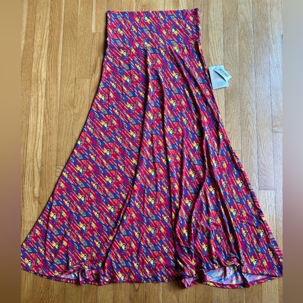 LulaRoe maxi flowy skirt bright multicolor size small